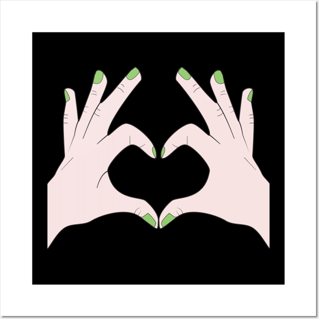 Hands Making Heart Shape Love Sign Language Valentine's Day Wall Art by Okuadinya